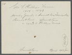 George T. Phillips House. First County Store was kept in the basement of house.  South of Jericho and Smithtown Turnpike, west of railroad crossing on road to mill. Smithtown, Smithtown