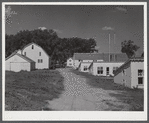 Poultry houses and barn on Two Rivers Non-Stock Cooperative, a FSA (Farm Security Administration) co-op. Waterloo, Nebraska.