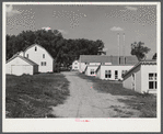Poultry houses and barn on Two Rivers Non-Stock Cooperative, a FSA (Farm Security Administration) co-op. Waterloo, Nebraska.