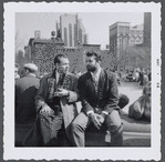 F. M. Esfandiary with a friend (in Washington Square Park?)
