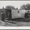 Palace mobile home. Expansion trailer for emergency defense housing demonstrated in Washington tourist camp. Washington, D.C..