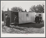 Palace mobile home. Expansion trailer for emergency defense housing demonstrated in Washington tourist camp. Washington, D.C..