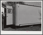 Palace mobile home. Expansion trailer for emergency defense housing demonstrated in Washington tourist camp. Washington, D.C..