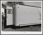 Palace mobile home. Expansion trailer for emergency defense housing demonstrated in Washington tourist camp. Washington, D.C..