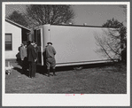 Palace mobile home. Expansion trailer for emergency defense housing demonstrated in Washington tourist camp. Washington, D.C..