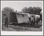 Palace mobile home. Expansion trailer for emergency defense housing demonstrated in Washington tourist camp. Washington, D.C..