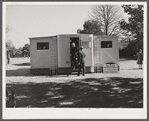 Palace mobile home. Expansion trailer for emergency defense housing demonstrated in Washington tourist camp. Washington, D.C..