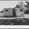 Palace mobile home. Expansion trailer for emergency defense housing demonstrated in Washington tourist camp. Washington, D.C..
