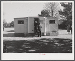 Palace mobile home. Expansion trailer for emergency defense housing demonstrated in Washington tourist camp. Washington, D.C..