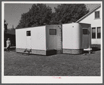 Palace mobile home. Expansion trailer for emergency defense housing demonstrated in Washington tourist camp. Washington, D.C..
