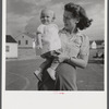 Radford, Virginia. Mrs. M.B. Henderson, wife of a defense worker, and their daughter, who live in Sunset Village FSA (Farm Security Administration) project.