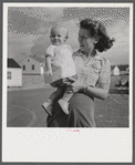 Radford, Virginia. Mrs. M.B. Henderson, wife of a defense worker, and their daughter, who live in Sunset Village FSA (Farm Security Administration) project.