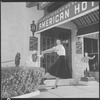 Unidentified woman outside hotel