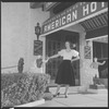 Unidentified woman outside hotel