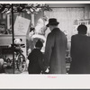 Window shoppers watching toy display in downtown Providence, Rhode Island