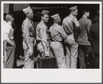 Soldiers from Fort Benning at the bus terminal in Columbus, Georgia.