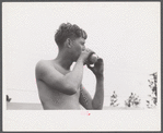 Soldier playing "sweet potato." Camp Shelby near Hattiesburg, Mississippi.