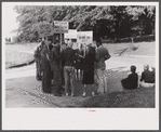Pickets outside a textile mill in Greensboro, Green County, Georgia.