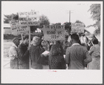 Pickets outside a textile mill in Greensboro, Green County, Georgia.