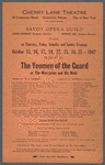 Handbill for the Savoy Opera Guild production of The Yeomen of the Guard at the Cherry Lane Theatre