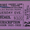 Ticket stub for performance of Paul Gilmore at the Cherry Lane Theatre