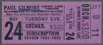 Ticket stub for performance of Paul Gilmore at the Cherry Lane Theatre