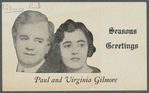 Promotional greeting postcard featuring Paul and Virginia Gilmore