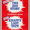 Window card for the Theater 1965 presentation of the twin bill of the stage productions The Zoo Story by Edward Albee and Krapp's Last Tape by Samuel Becket