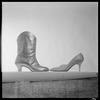 Boot and high heeled shoe