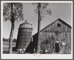 Silo leaning dangerously on a farm in North Branford, Connecticut .