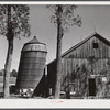 Silo leaning dangerously on a farm in North Branford, Connecticut .
