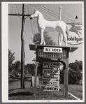 White Horse Whiskey advertisement in front of Horse and Hound Inn on Route 6. Watertown, Connecticut.