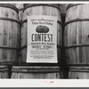 Poster distributed throughout Aroostook County, Maine by the potato growers association advertising the barrel rolling contest in Presque Isle.