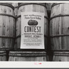 Poster distributed throughout Aroostook County, Maine by the potato growers association advertising the barrel rolling contest in Presque Isle.