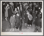 The evening program after the Barrel Rolling Contest consisted of dancing in the street (plenty of jitterbugging). Presque Isle, Maine.