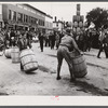 Getting ready for the boys' barrel rolling contest which preceded the men's competition. Presque Isle, Maine.