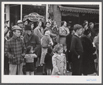 Spectators at the barrel rolling contest in Presque Isle, Maine.