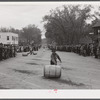 Barrels of potatoes outside the Woodman Potato Company. Caribou, Maine.

