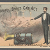 Promotional card illustrating Alexander Herrmann's magic illusion The Wonderful Spirit Cabinet