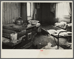 Albany County, New York. Bed on which a farmer lay weakened from malnutrition, although life-maintaining food was close by.