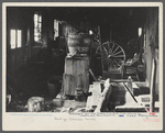 Interior of workshop on land to be optioned near Ithaca. Tompkins County, New York.