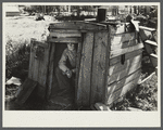 This cabin was mounted on sleigh last winter to transport four children to and from school. A stove was kept inside to protect them from the severe cold. The children only missed one day of school the entire winter.