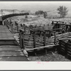 View of the loading chute and trains at Medora, North Dakota.