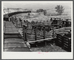 View of the loading chute and trains at Medora, North Dakota.