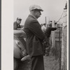Spectator at the auto races at the Champlain Valley Exposition at Essex Junction, Vermont.