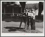 A group of Jewish farmers waiting for their mail in the Huntington District, Newtown, Connecticut. Fifteen Jewish farm families live in this district.