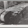 Tobacco wrapped in bundles after stripping operations. Near Windsorville Connecticut.
