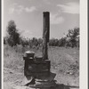 Stove on which cooking is done for a crew of thirty-five Florida migrants. Old Trap, North Carolina.