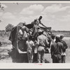 Florida migratory agricultural workers leaving Old Trap, North Carolina, for New Jersey. The truck holds thirty-seven persons.
