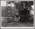 Florida migratory agricultural workers arrive at their new home near Onley, Virginia. There is no store at this place and the only drinking water is at the next farm.